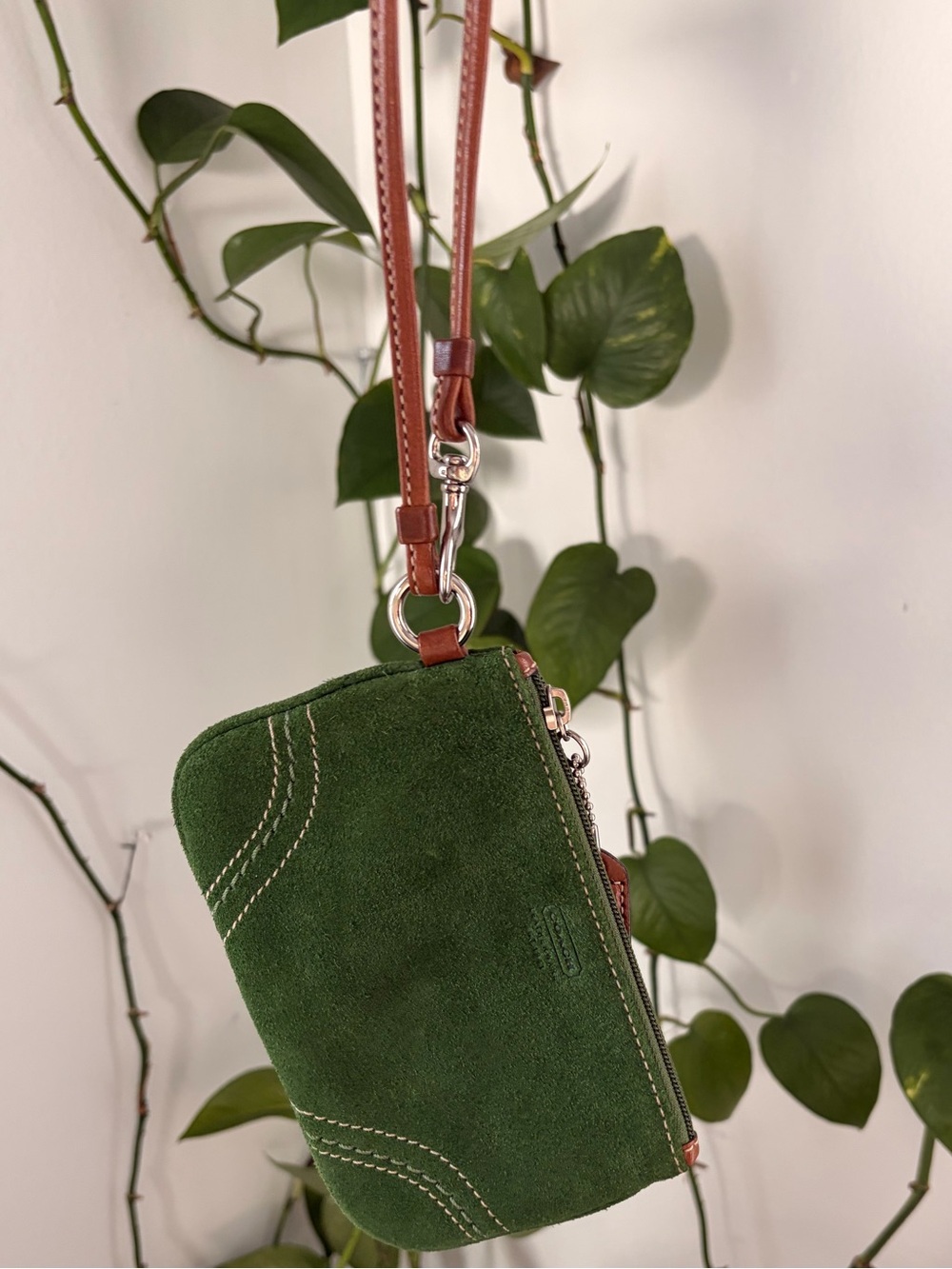 Coach Green Suede Wristlet